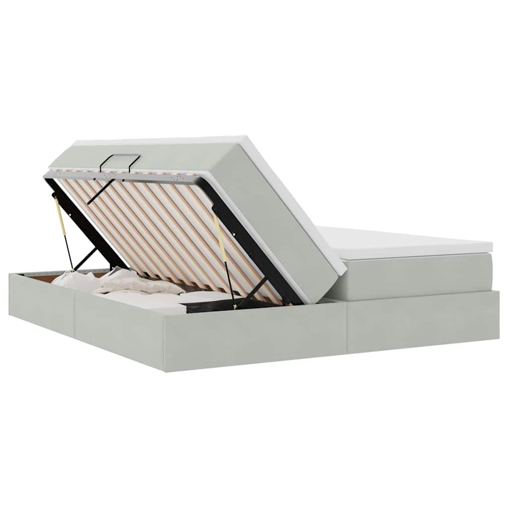 Opbergbed met matras met matras Lichtgrijs 180 x 200 cm Fluweel is nu te koop bij PeponiXL, paradijselijk wonen!