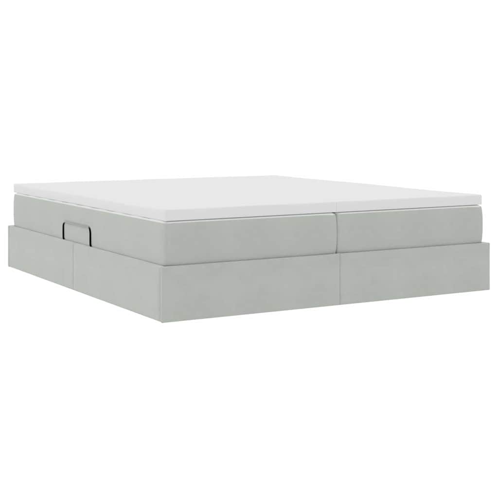 Opbergbed met matras met matras Lichtgrijs 180 x 200 cm Fluweel is nu te koop bij PeponiXL, paradijselijk wonen!