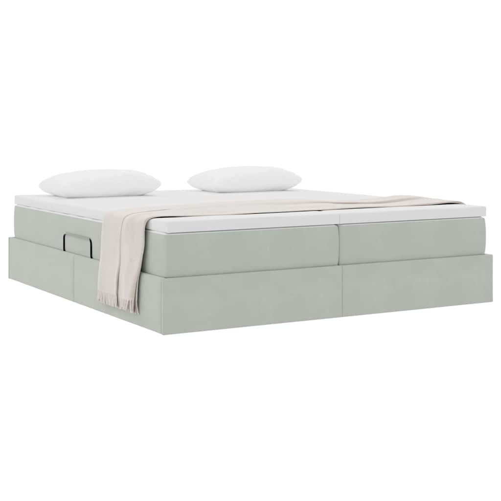 Opbergbed met matras met matras Lichtgrijs 180 x 200 cm Fluweel is nu te koop bij PeponiXL, paradijselijk wonen!