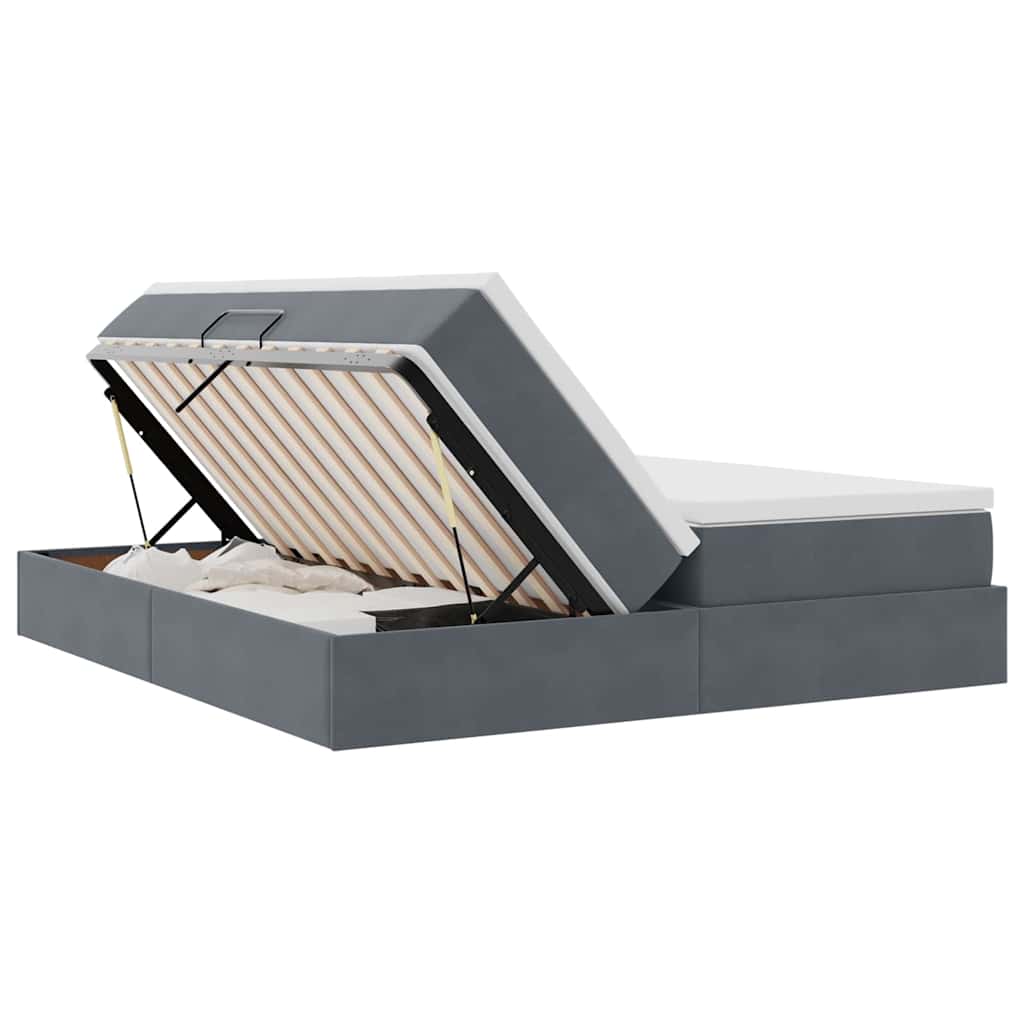 Opbergbed met matras Donkergrijs 180 x 200 cm Fluweel is nu te koop bij PeponiXL, paradijselijk wonen!