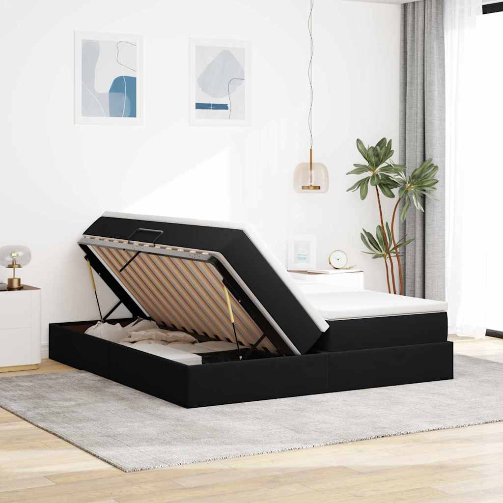 Opbergbed met matras met matras Zwart 180 x 200 cm Fluweel is nu te koop bij PeponiXL, paradijselijk wonen!