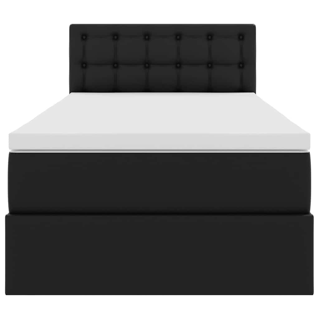 Opslag bed met matras met matras Zwart 90 x 190 cm Nep Leer is nu te koop bij PeponiXL, paradijselijk wonen!