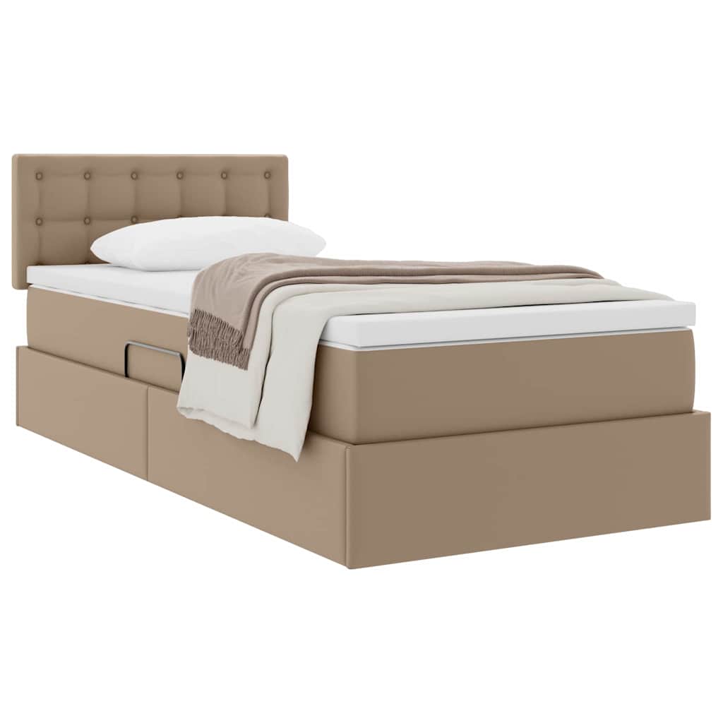 Opslag bed met matras Cappuccino 90 x 200 cm Nep Leer is nu te koop bij PeponiXL, paradijselijk wonen!