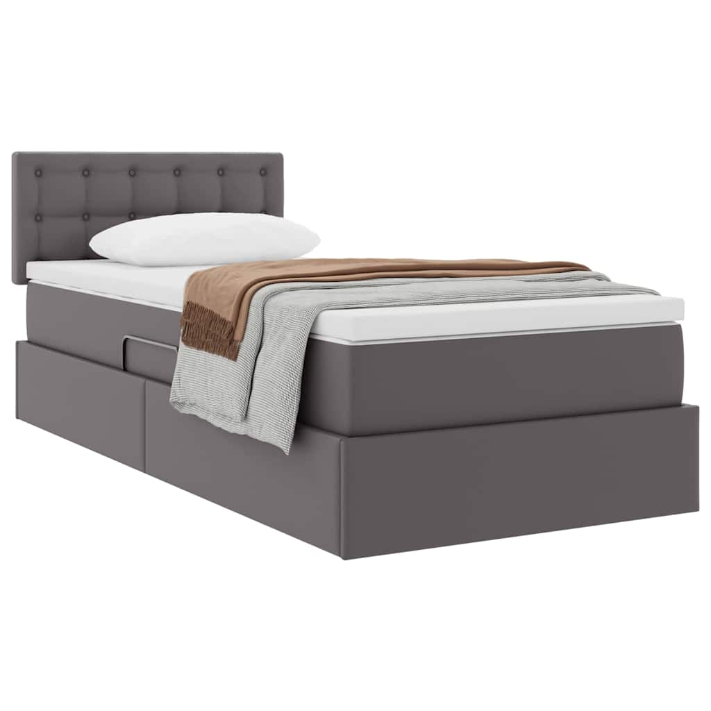 Opslag bed met matras met matras Grijs 100 x 200 cm Nep Leer is nu te koop bij PeponiXL, paradijselijk wonen!