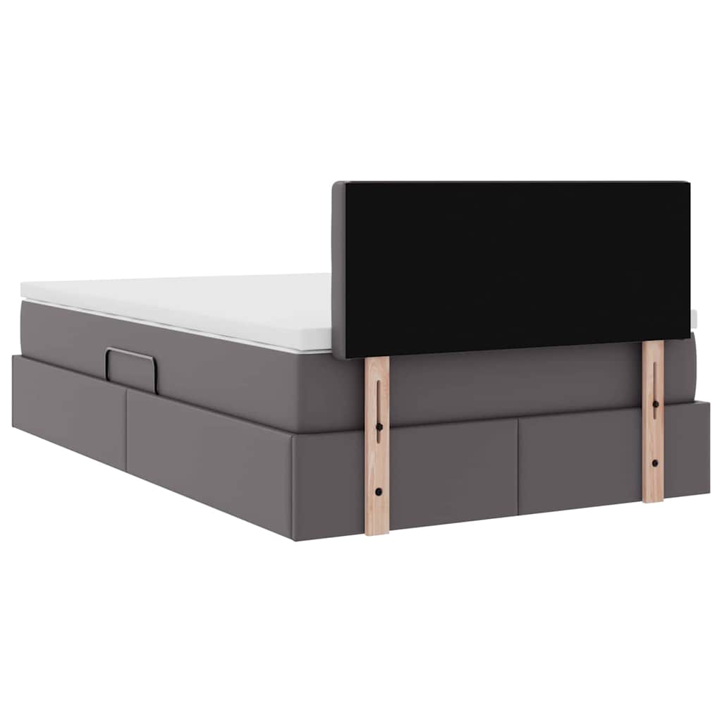 Opslag bed met matras met matras Grijs 120 x 190 cm Nep Leer is nu te koop bij PeponiXL, paradijselijk wonen!