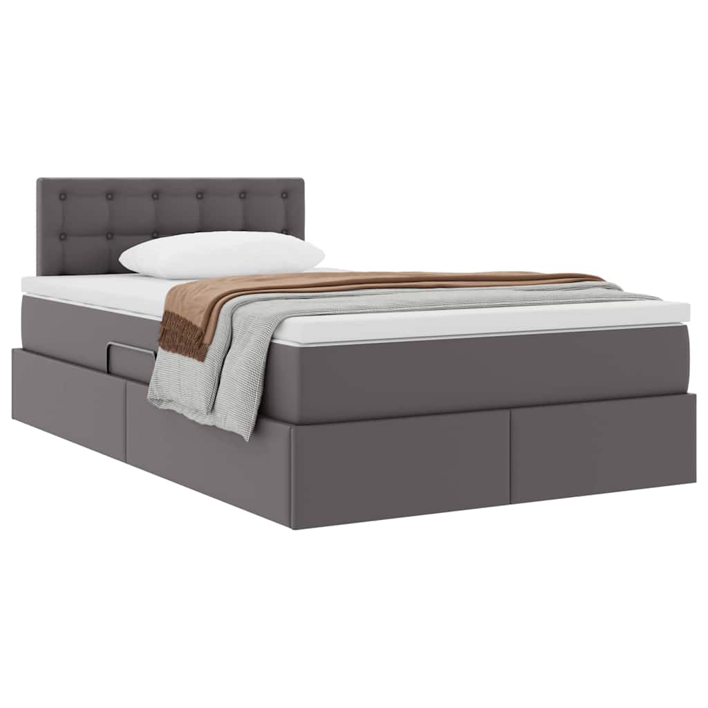 Opslag bed met matras met matras Grijs 120 x 190 cm Nep Leer is nu te koop bij PeponiXL, paradijselijk wonen!