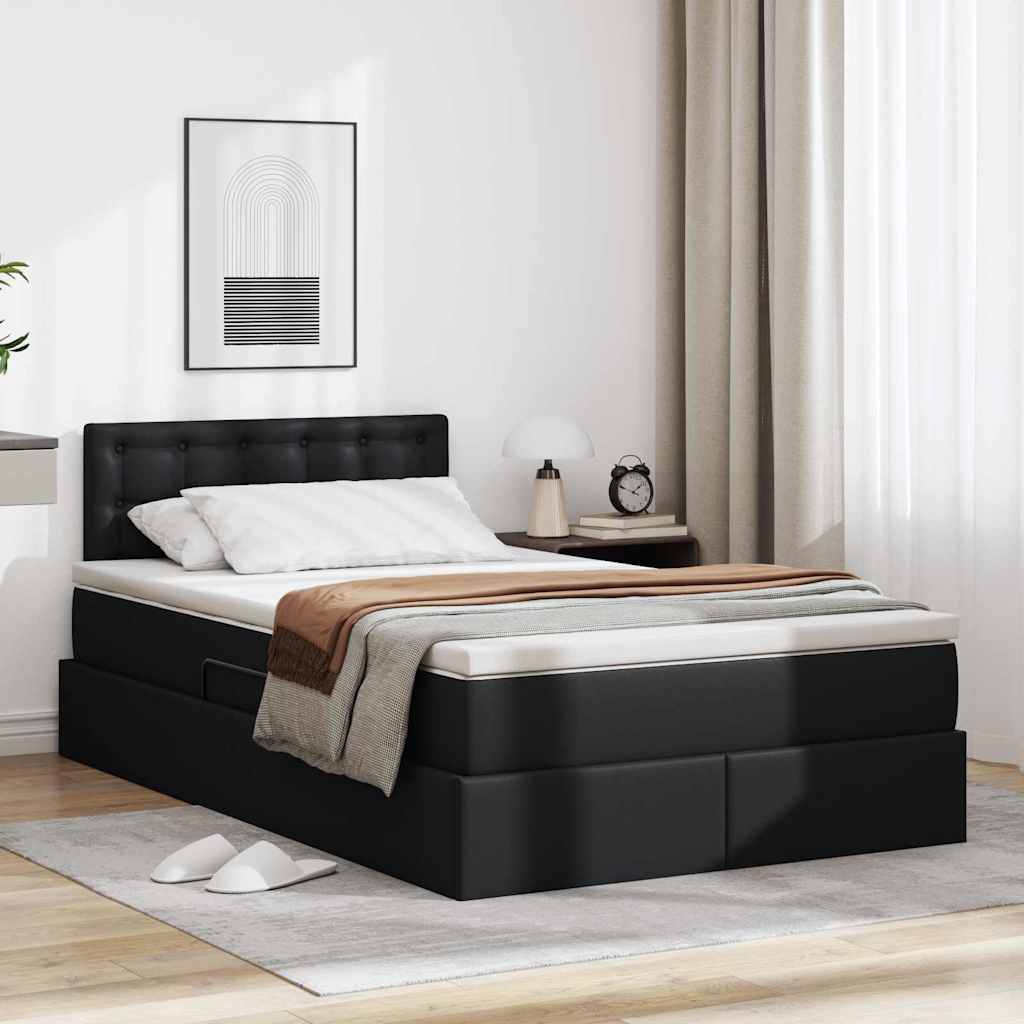 Opslag bed met matras met matras Zwart 120 x 200 cm Nep Leer is nu te koop bij PeponiXL, paradijselijk wonen!