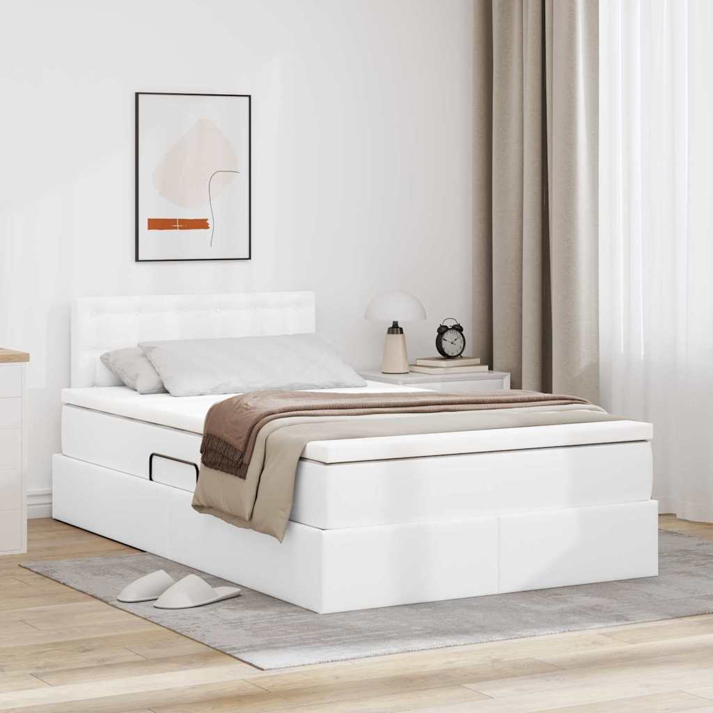 Opslag bed met matras met matras Puur Wit 120 x 200 cm Nep Leer is nu te koop bij PeponiXL, paradijselijk wonen!
