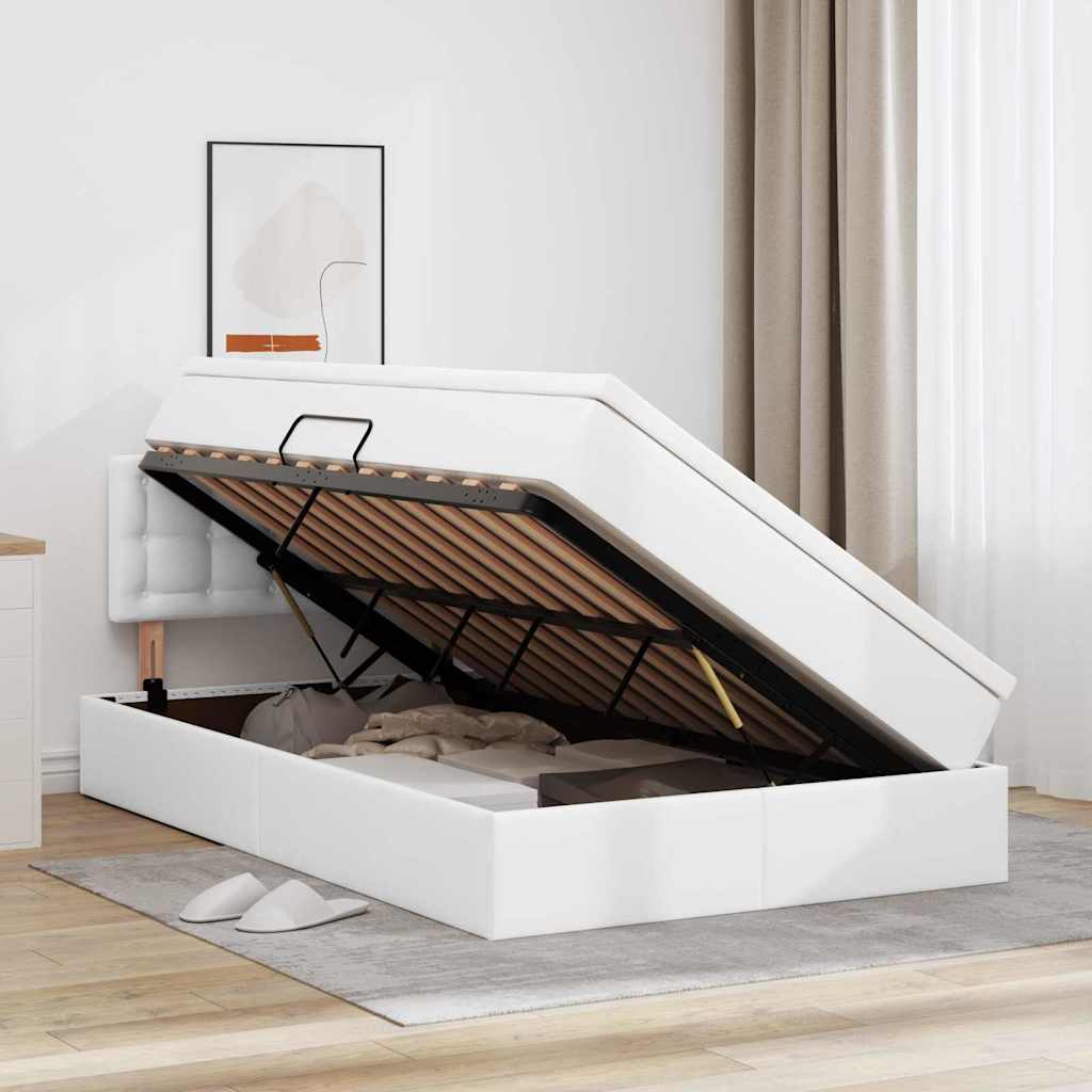 Opslag bed met matras met matras Puur Wit 120 x 200 cm Nep Leer is nu te koop bij PeponiXL, paradijselijk wonen!