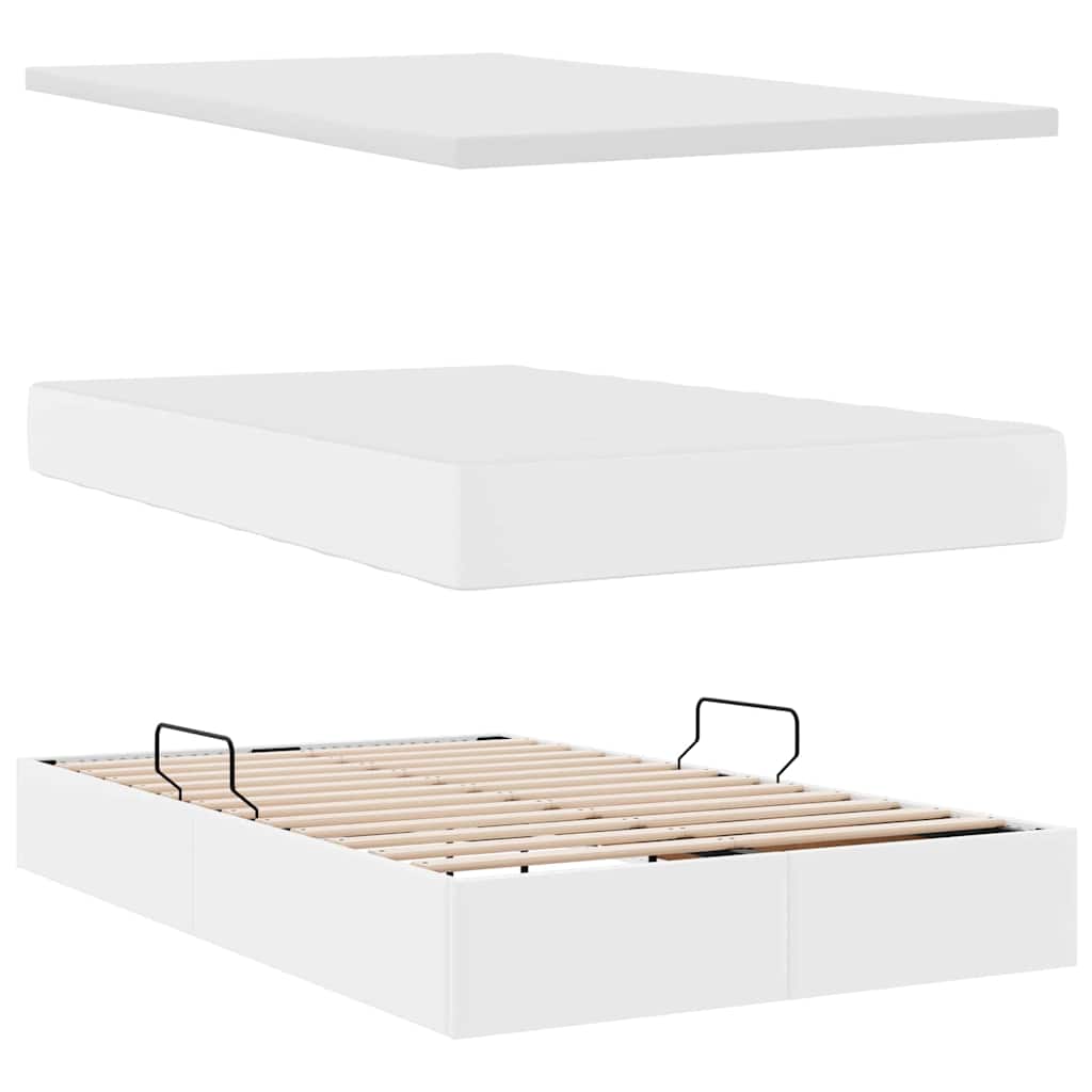 Opslag bed met matras met matras Puur Wit 120 x 200 cm Nep Leer is nu te koop bij PeponiXL, paradijselijk wonen!
