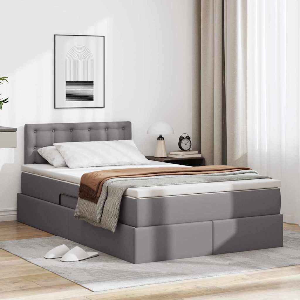 Opslag bed met matras met matras Grijs 120 x 200 cm Nep Leer is nu te koop bij PeponiXL, paradijselijk wonen!