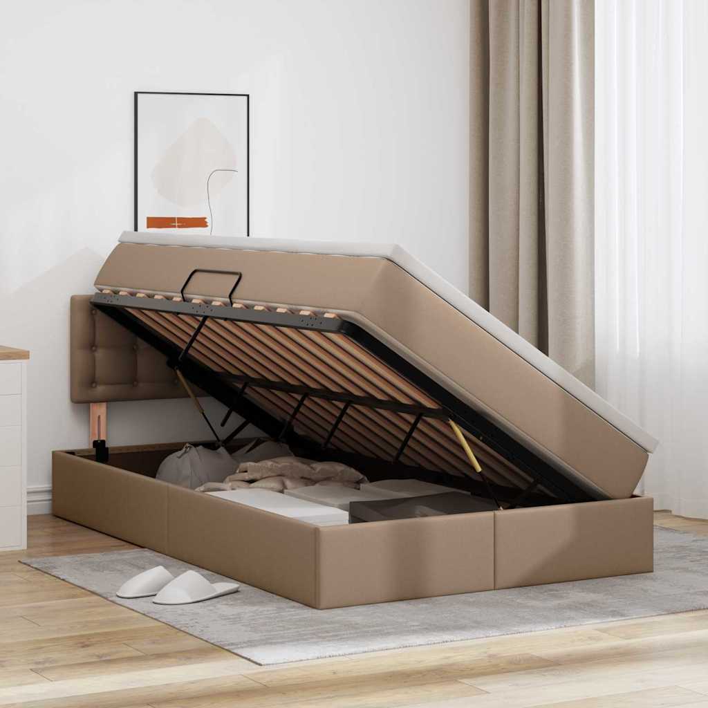 Opslag bed met matras Cappuccino 120 x 200 cm Nep Leer is nu te koop bij PeponiXL, paradijselijk wonen!
