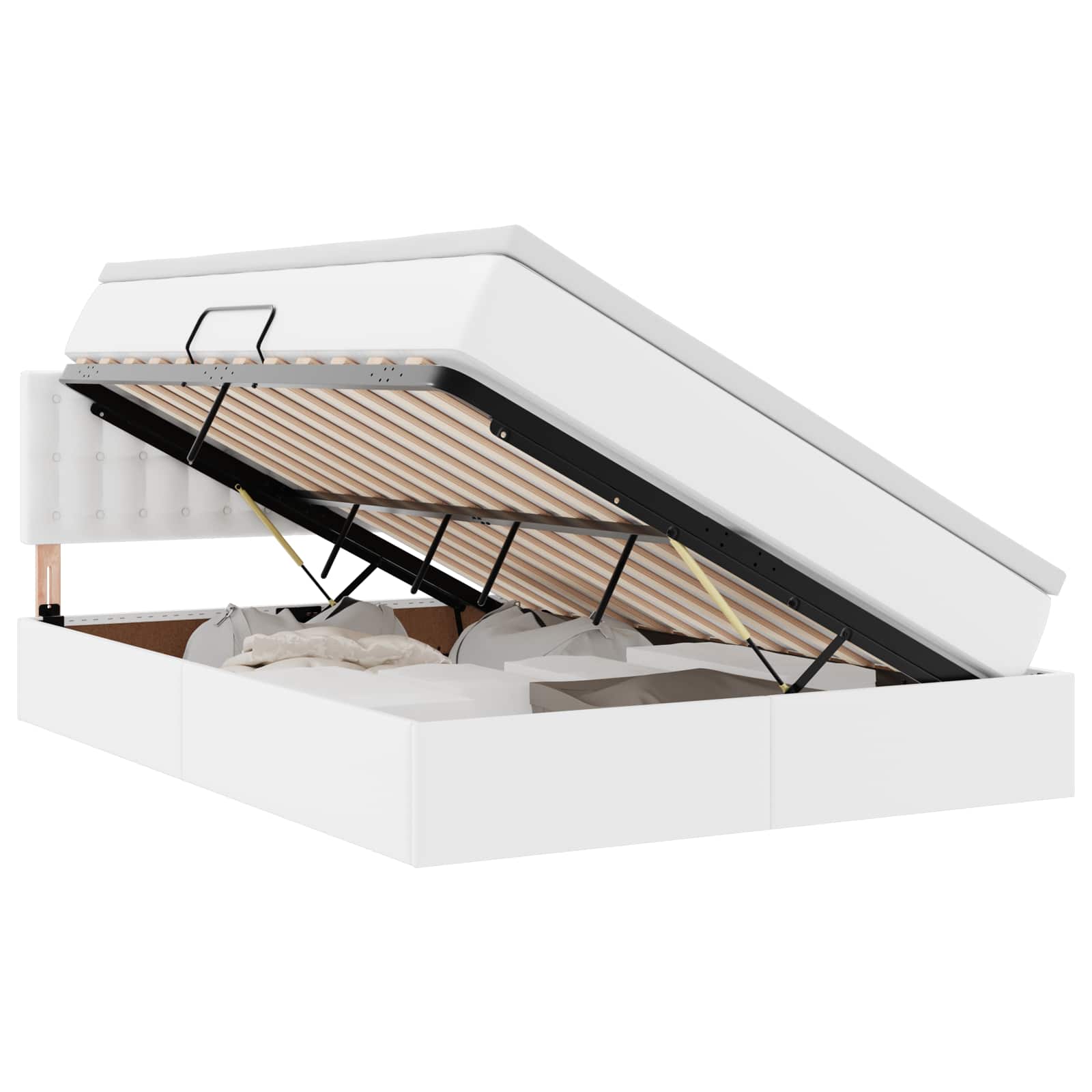 Opslag bed met matras met matras Puur Wit 140 x 190 cm Nep Leer is nu te koop bij PeponiXL, paradijselijk wonen!