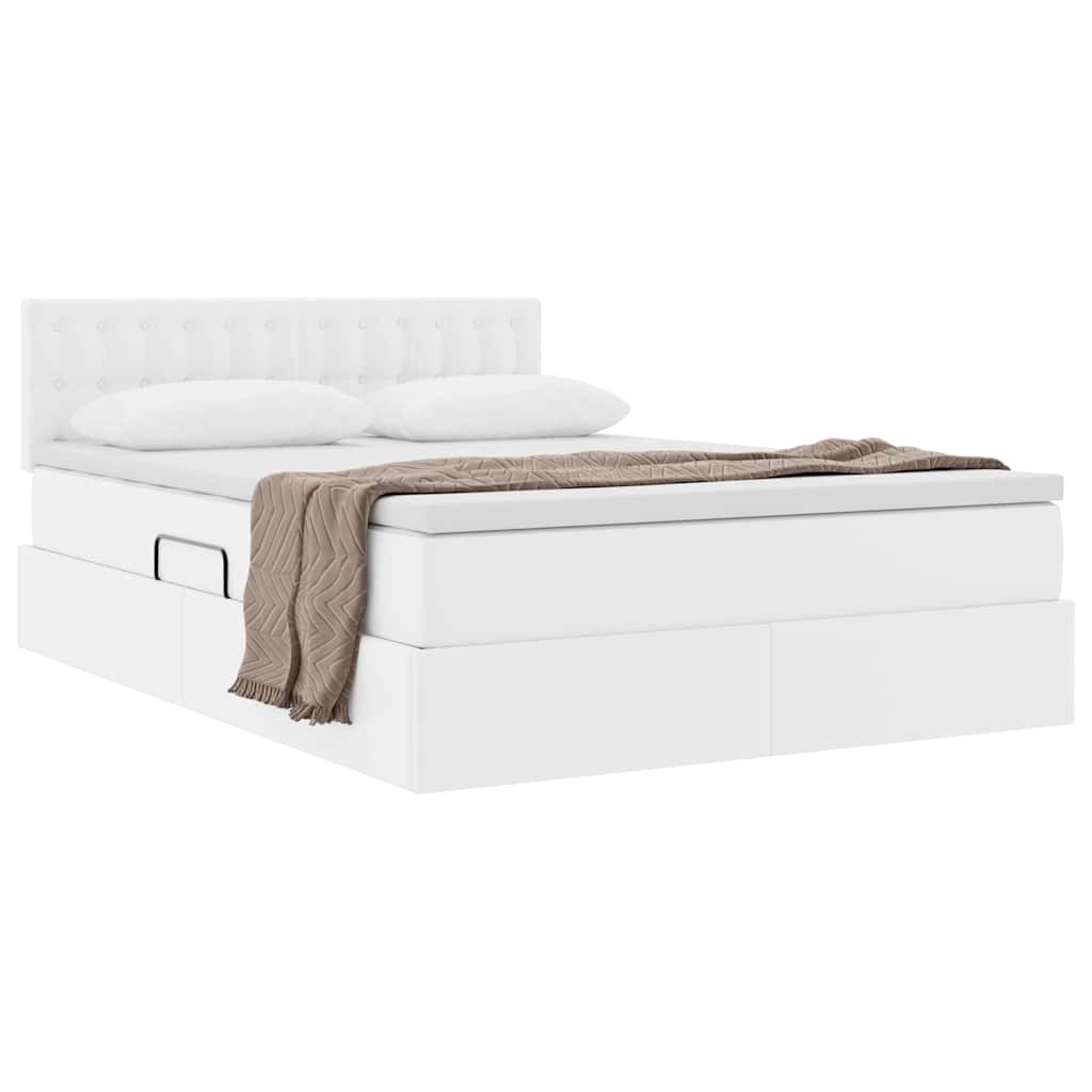 Opslag bed met matras met matras Puur Wit 140 x 190 cm Nep Leer is nu te koop bij PeponiXL, paradijselijk wonen!