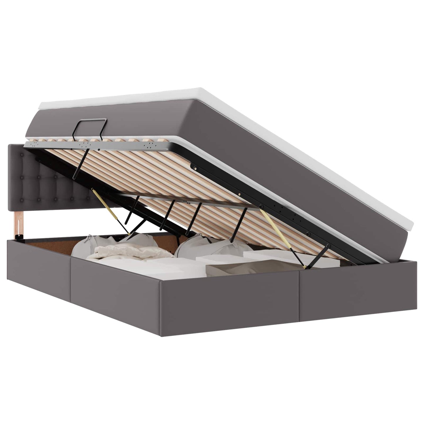 Opslag bed met matras met matras Grijs 140 x 190 cm Nep Leer is nu te koop bij PeponiXL, paradijselijk wonen!