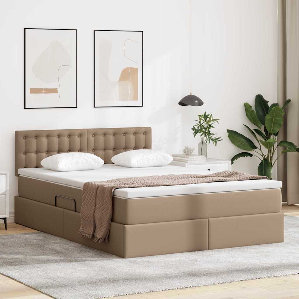 Opslag bed met matras Cappuccino 140 x 190 cm Nep Leer is nu te koop bij PeponiXL, paradijselijk wonen!