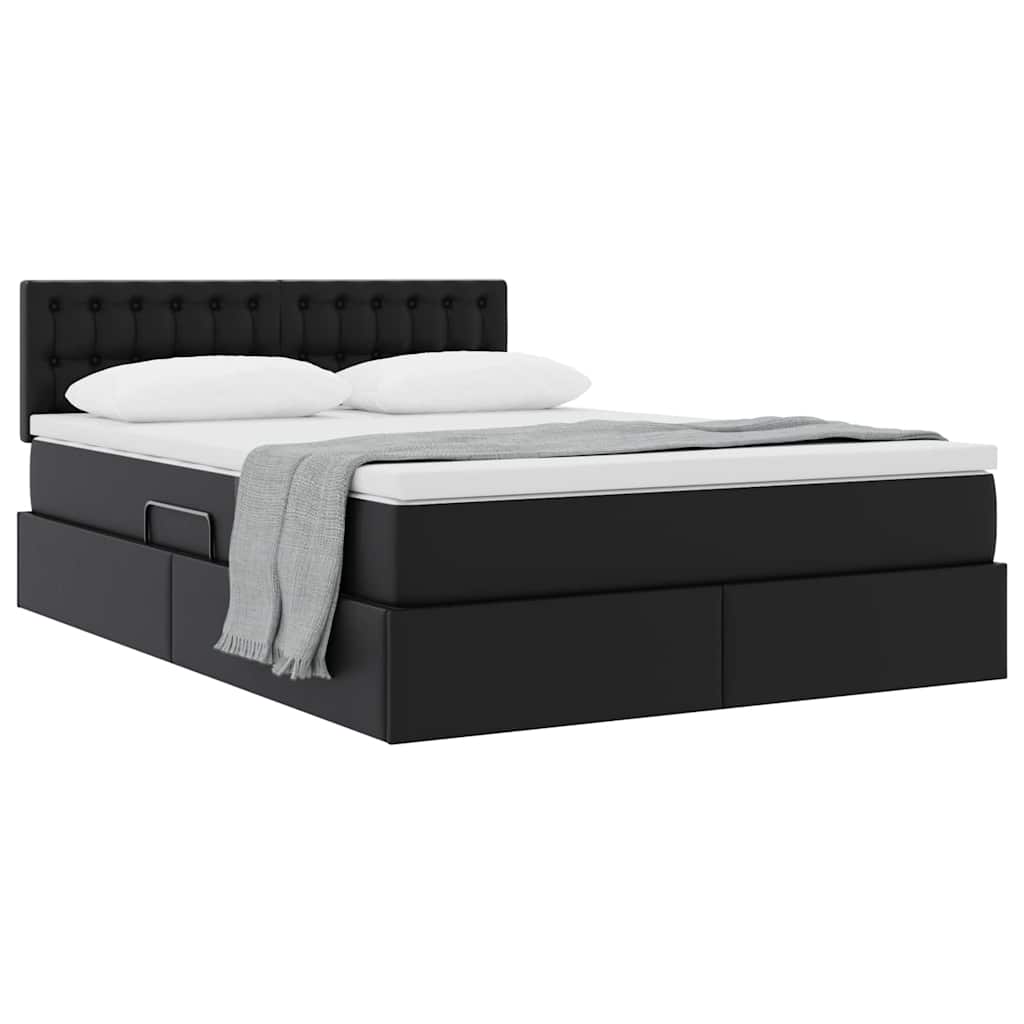 Opslag bed met matras met matras Zwart 140 x 200 cm Nep Leer is nu te koop bij PeponiXL, paradijselijk wonen!