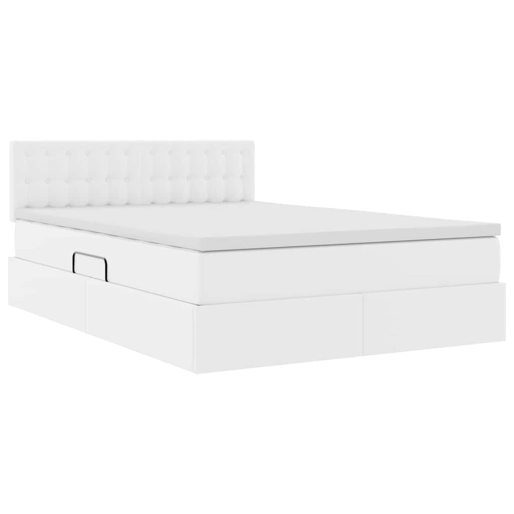 Opslag bed met matras met matras Puur Wit 140 x 200 cm Nep Leer is nu te koop bij PeponiXL, paradijselijk wonen!