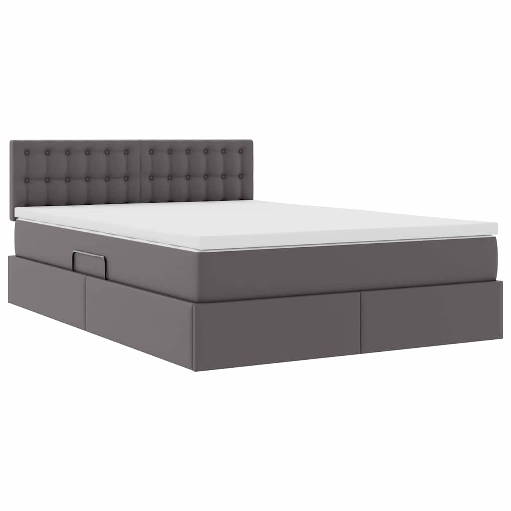 Opslag bed met matras met matras Grijs 140 x 200 cm Nep Leer is nu te koop bij PeponiXL, paradijselijk wonen!