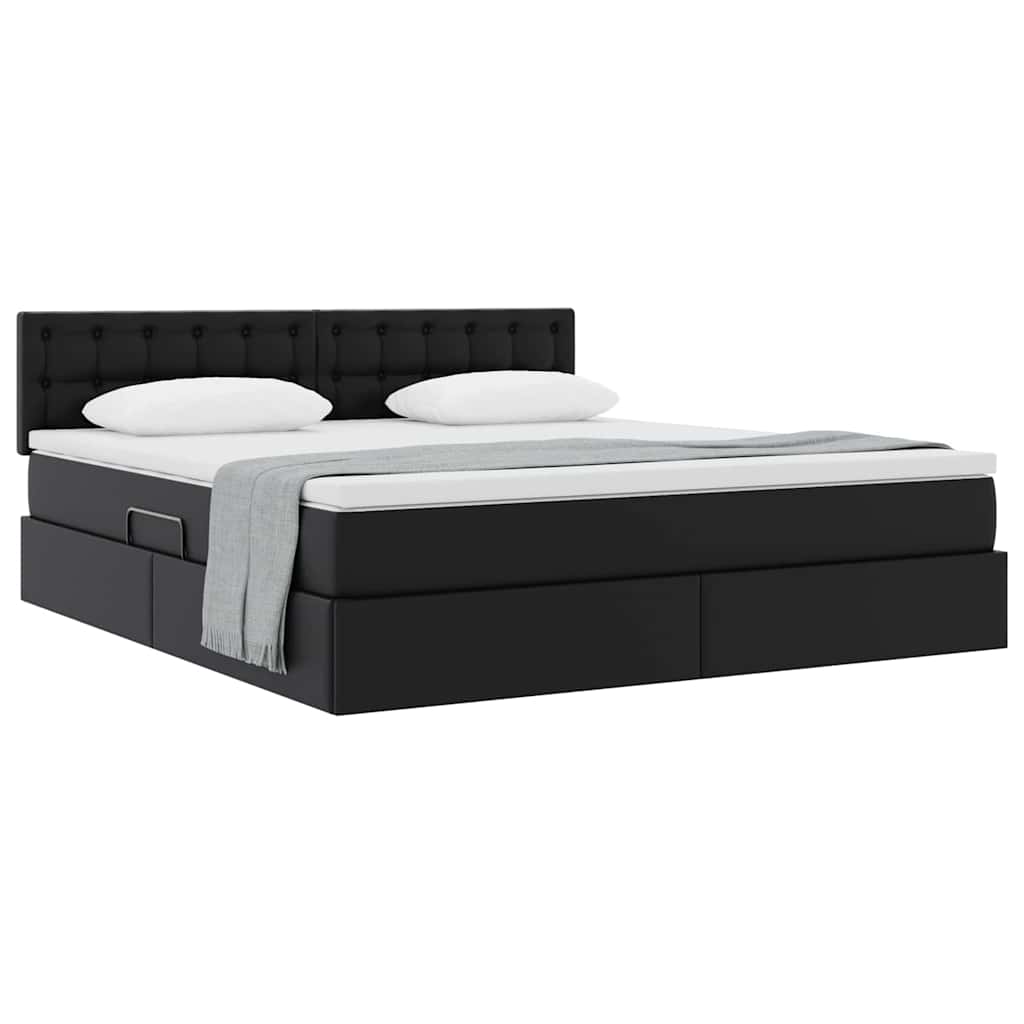 Opslag bed met matras met matras Zwart 160 x 200 cm Nep Leer is nu te koop bij PeponiXL, paradijselijk wonen!
