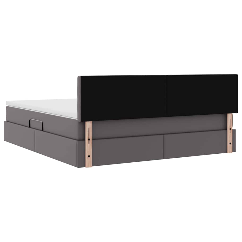 Opslag bed met matras met matras Grijs 160 x 200 cm Nep Leer is nu te koop bij PeponiXL, paradijselijk wonen!