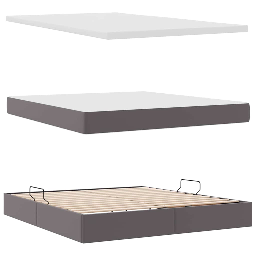 Opslag bed met matras met matras Grijs 160 x 200 cm Nep Leer is nu te koop bij PeponiXL, paradijselijk wonen!