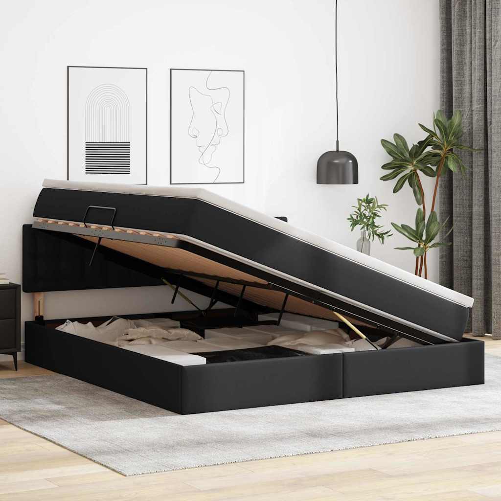 Opslag bed met matras met matras Zwart 180 x 200 cm Nep Leer is nu te koop bij PeponiXL, paradijselijk wonen!