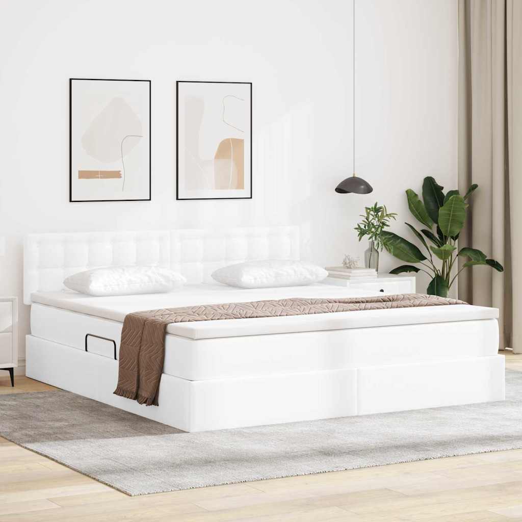 Opslag bed met matras met matras Puur Wit 180 x 200 cm Nep Leer is nu te koop bij PeponiXL, paradijselijk wonen!