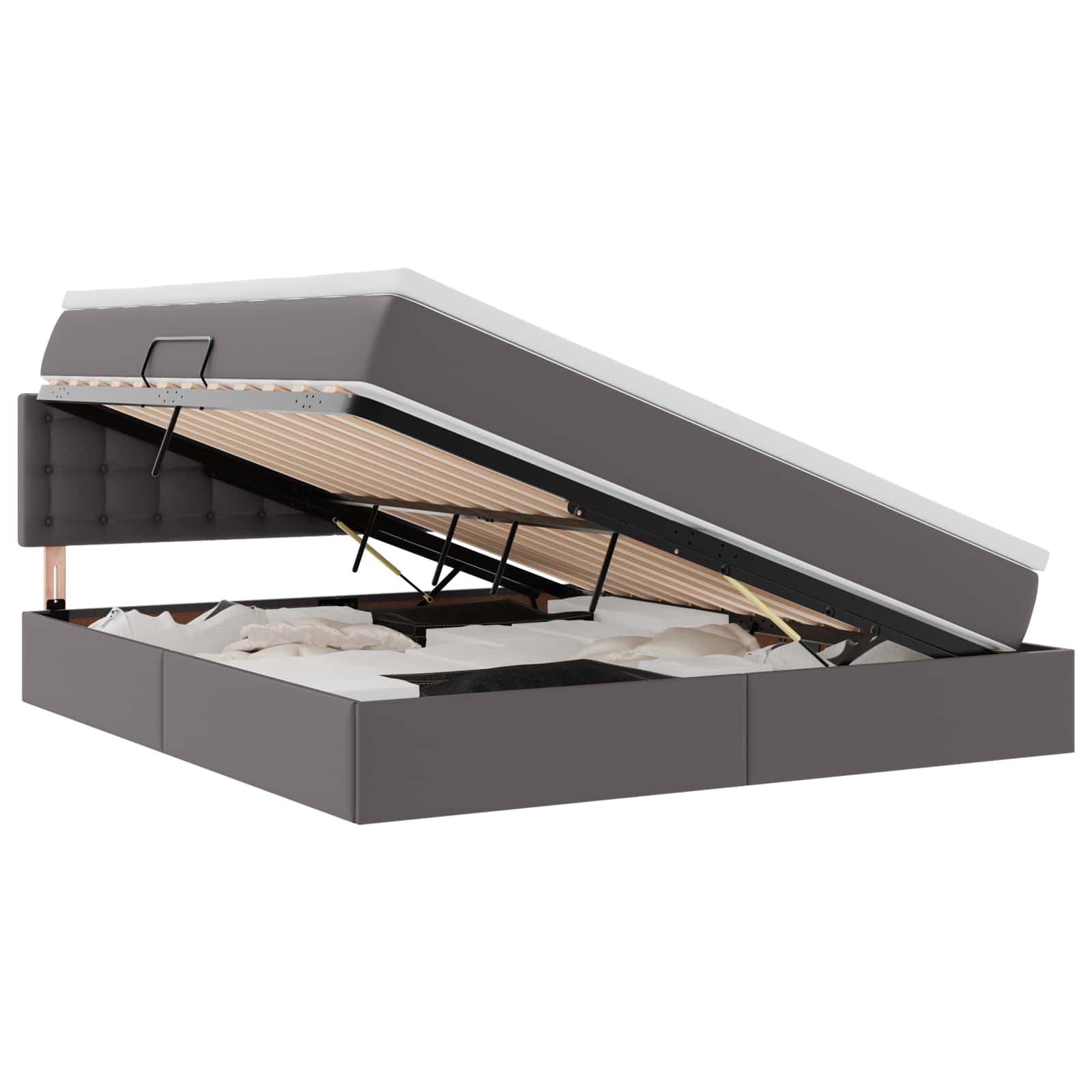 Opslag bed met matras met matras Grijs 180 x 200 cm Nep Leer is nu te koop bij PeponiXL, paradijselijk wonen!