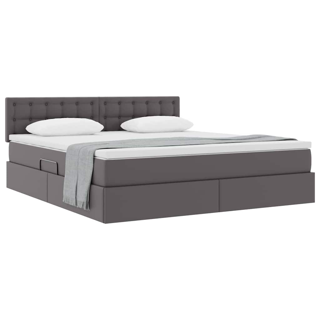 Opslag bed met matras met matras Grijs 180 x 200 cm Nep Leer is nu te koop bij PeponiXL, paradijselijk wonen!