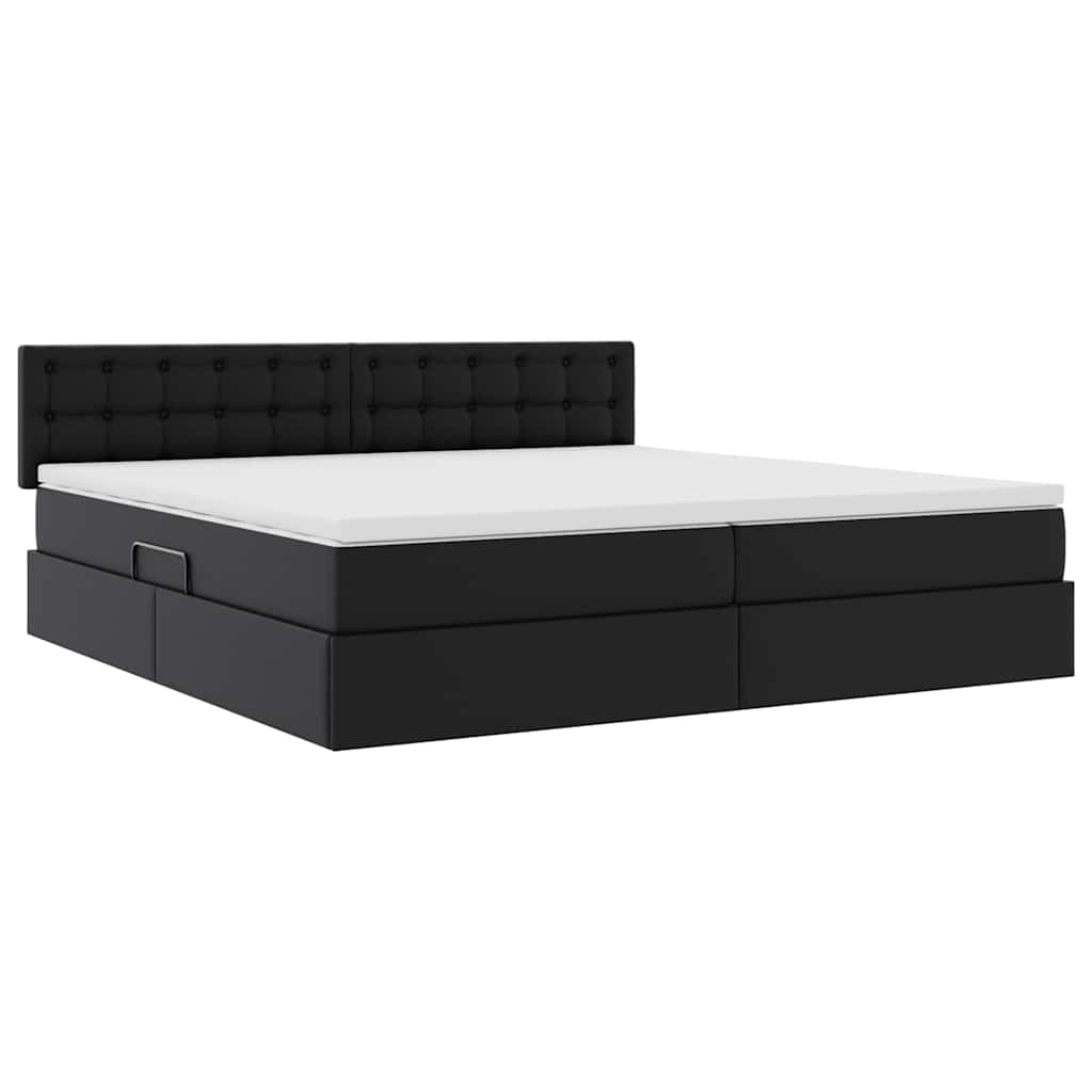 Opslag bed met matras met matras Zwart 200 x 200 cm Nep Leer is nu te koop bij PeponiXL, paradijselijk wonen!