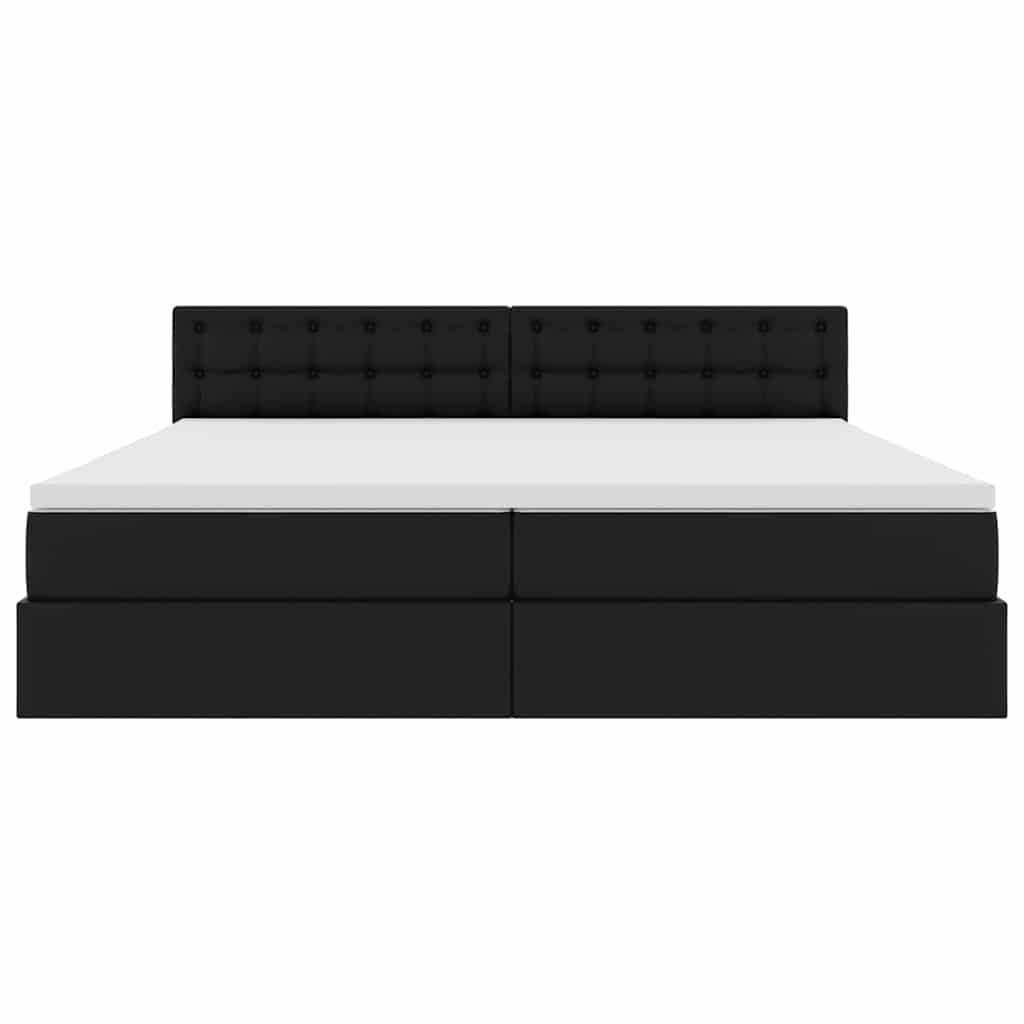 Opslag bed met matras met matras Zwart 200 x 200 cm Nep Leer is nu te koop bij PeponiXL, paradijselijk wonen!