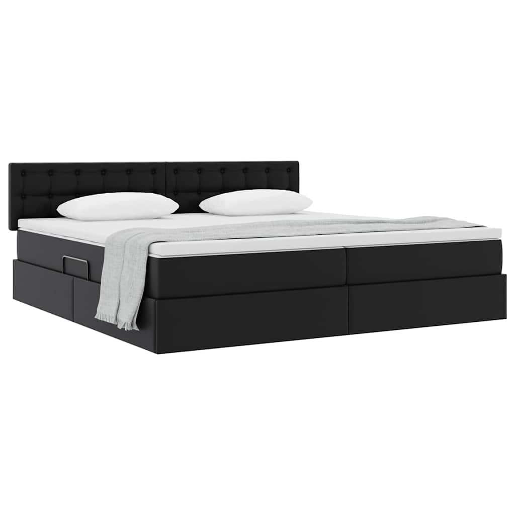 Opslag bed met matras met matras Zwart 200 x 200 cm Nep Leer is nu te koop bij PeponiXL, paradijselijk wonen!