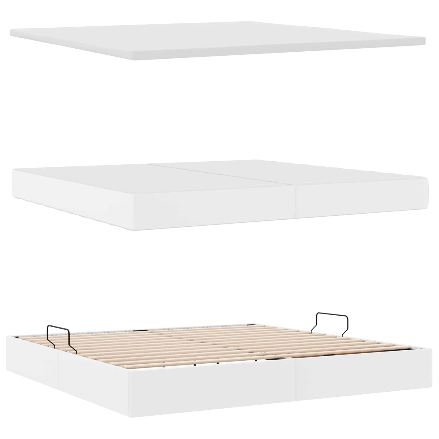 Opslag bed met matras met matras Puur Wit 200 x 200 cm Nep Leer is nu te koop bij PeponiXL, paradijselijk wonen!