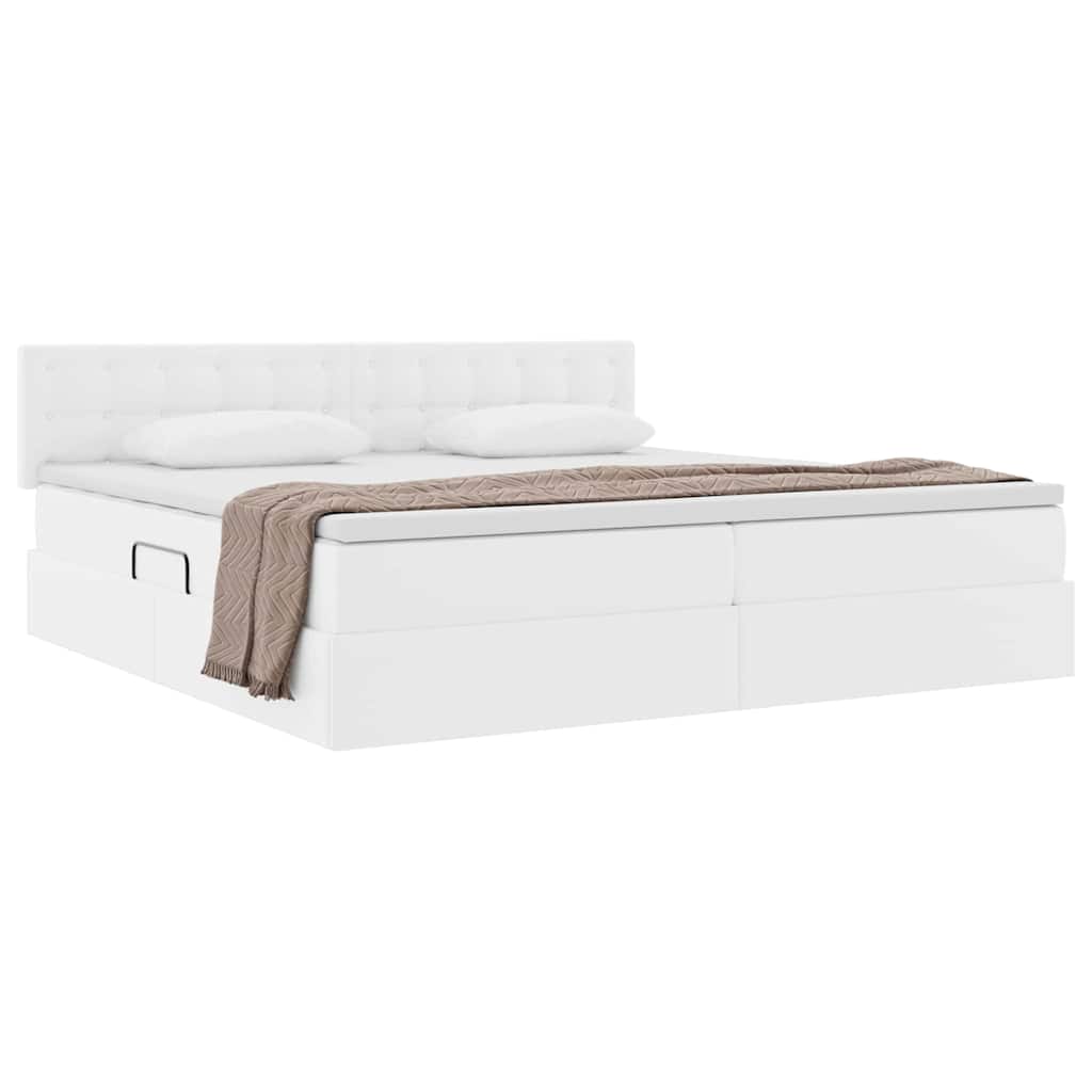 Opslag bed met matras met matras Puur Wit 200 x 200 cm Nep Leer is nu te koop bij PeponiXL, paradijselijk wonen!