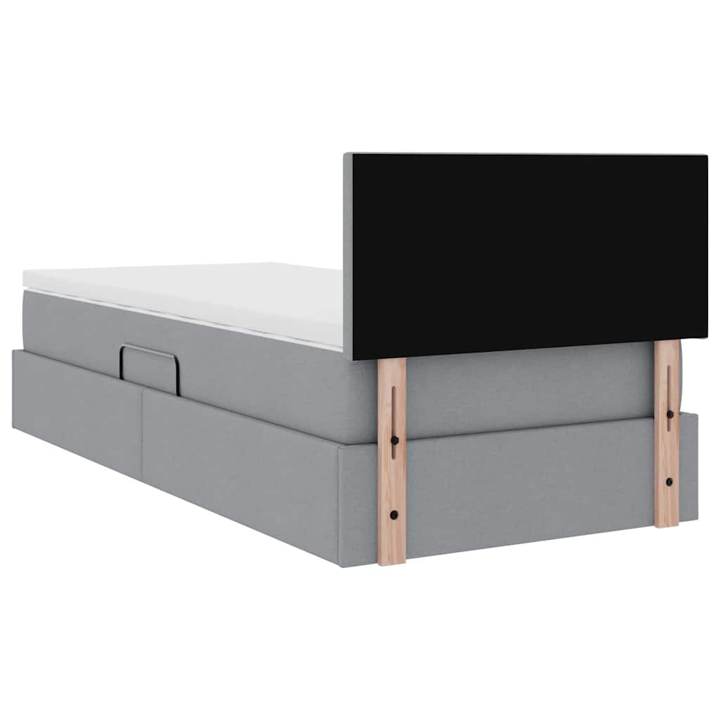 Opbergbed met matras Lichtgrijs 90 x 190 cm Bewerkt hout is nu te koop bij PeponiXL, paradijselijk wonen!
