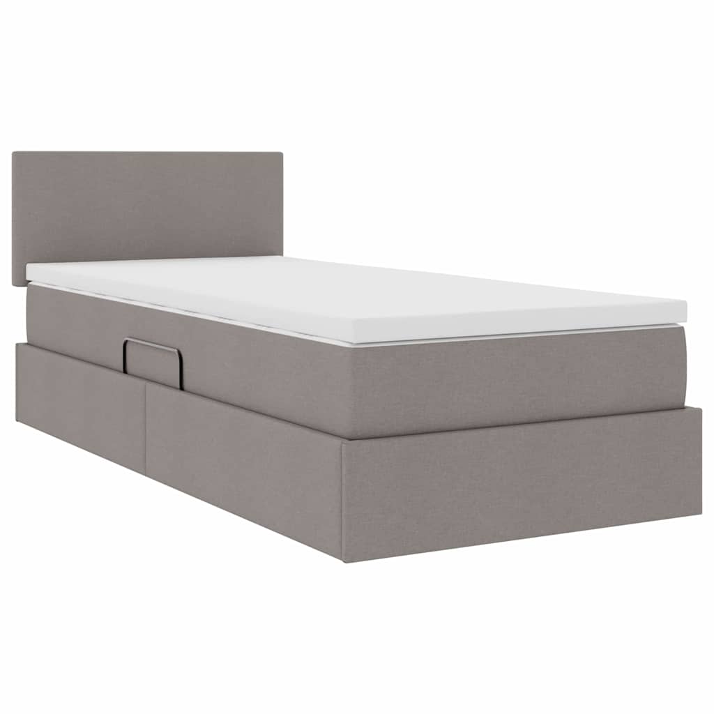 Opbergbed met matras met opslag Taupe 90 x 190 cm Bewerkt hout is nu te koop bij PeponiXL, paradijselijk wonen!