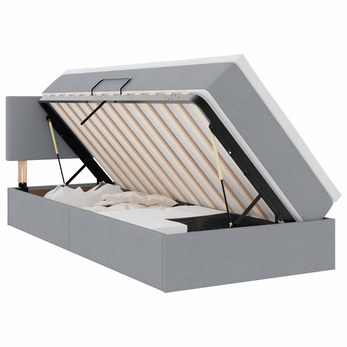 Opbergbed met matras Lichtgrijs 90 x 200 cm Bewerkt hout is nu te koop bij PeponiXL, paradijselijk wonen!