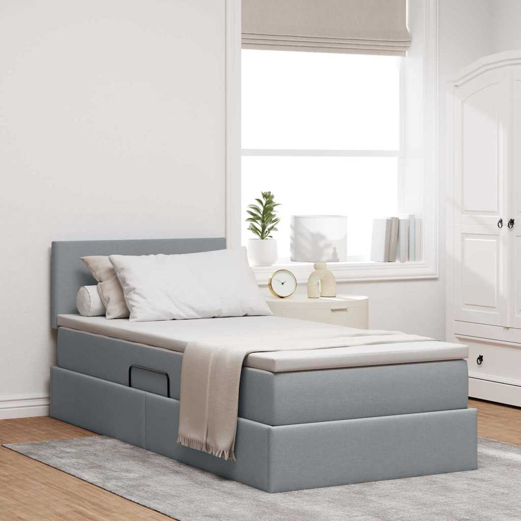 Opbergbed met matras Lichtgrijs 100 x 200 cm Bewerkt hout is nu te koop bij PeponiXL, paradijselijk wonen!