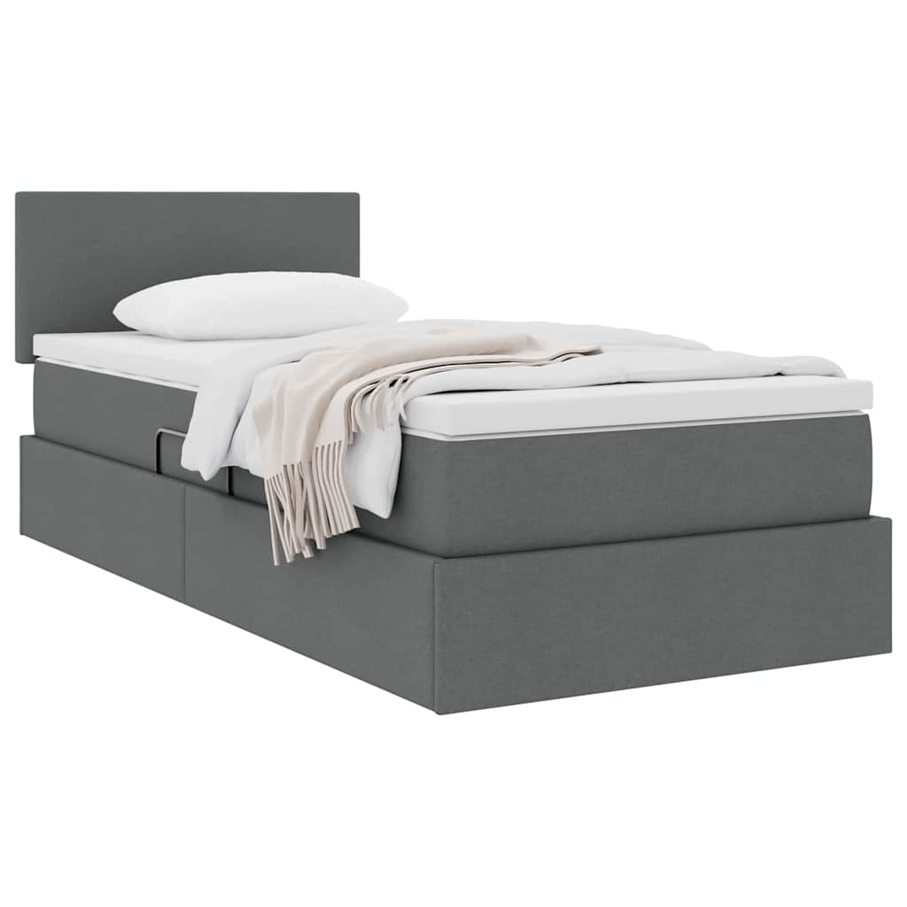 Opbergbed met matras Donkergrijs 100 x 200 cm Bewerkt hout is nu te koop bij PeponiXL, paradijselijk wonen!