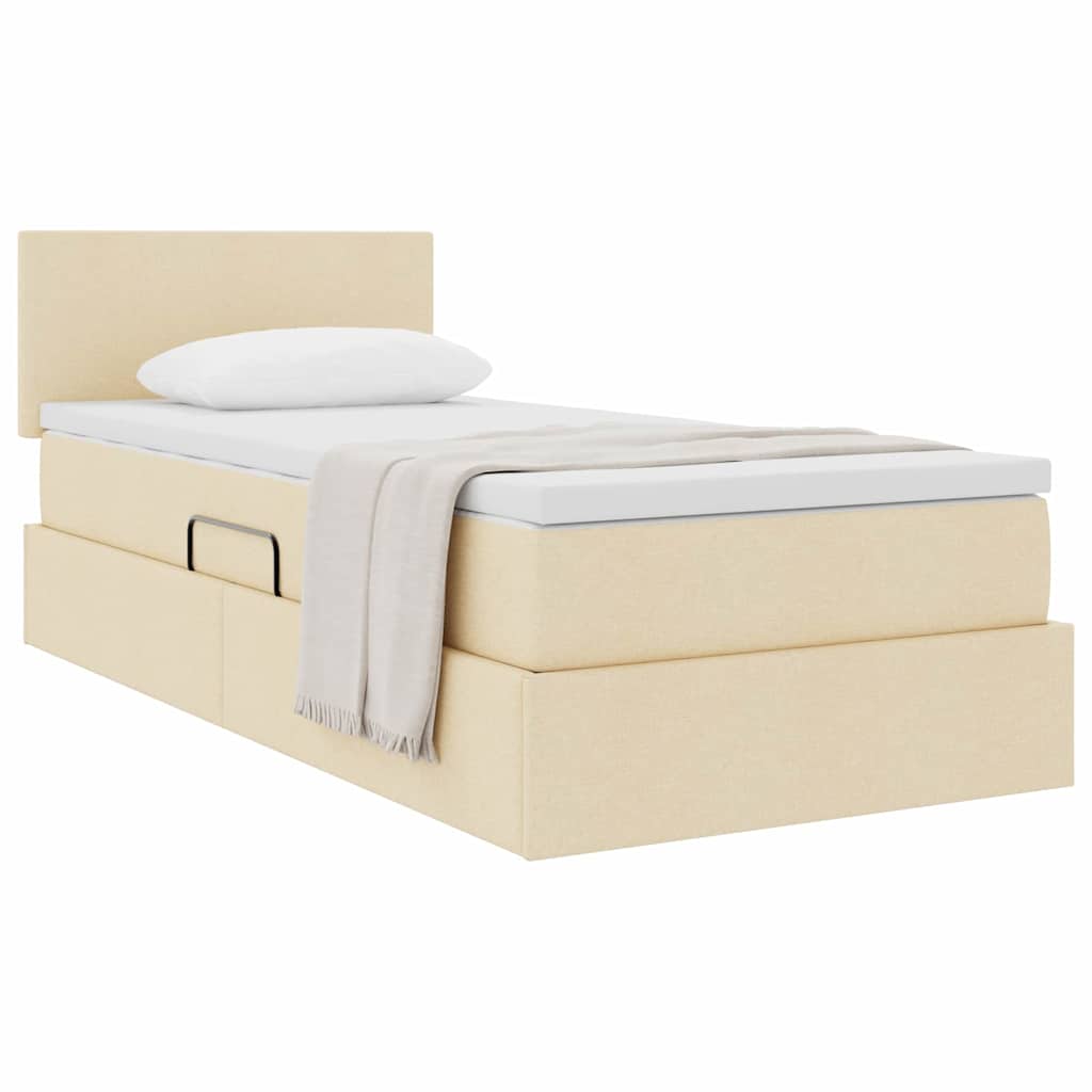 Opbergbed met matras met opslag Crème 100 x 200 cm Bewerkt hout is nu te koop bij PeponiXL, paradijselijk wonen!