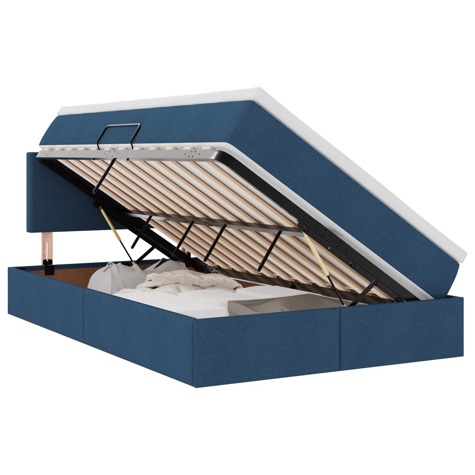 Opbergbed met matras met matras Blauw 120 x 190 cm Bewerkt hout is nu te koop bij PeponiXL, paradijselijk wonen!