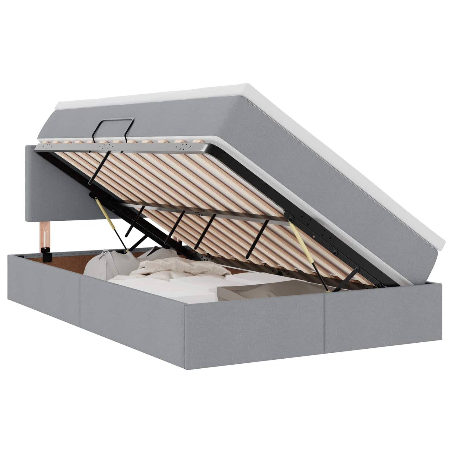 Opbergbed met matras Lichtgrijs 120 x 200 cm Bewerkt hout is nu te koop bij PeponiXL, paradijselijk wonen!