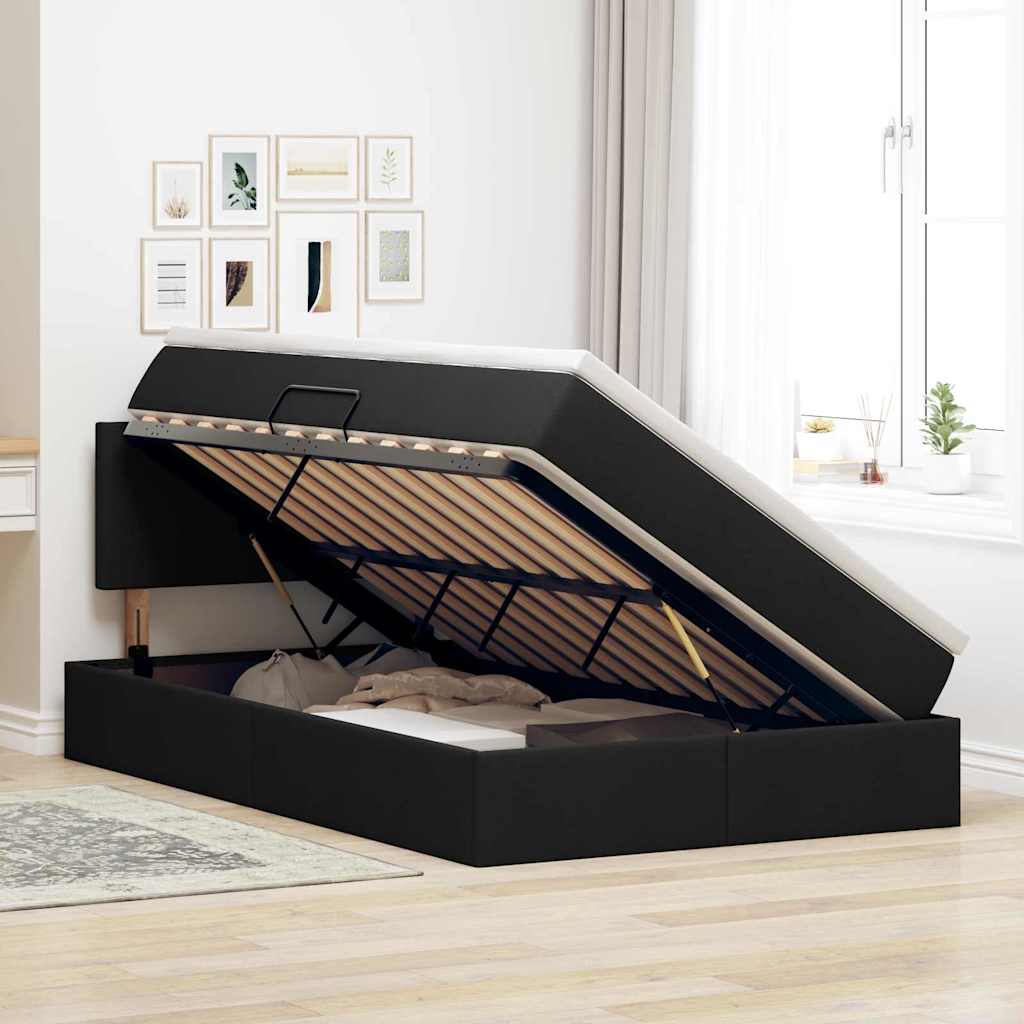 Opbergbed met matras met matras Zwart 120 x 200 cm Bewerkt hout is nu te koop bij PeponiXL, paradijselijk wonen!