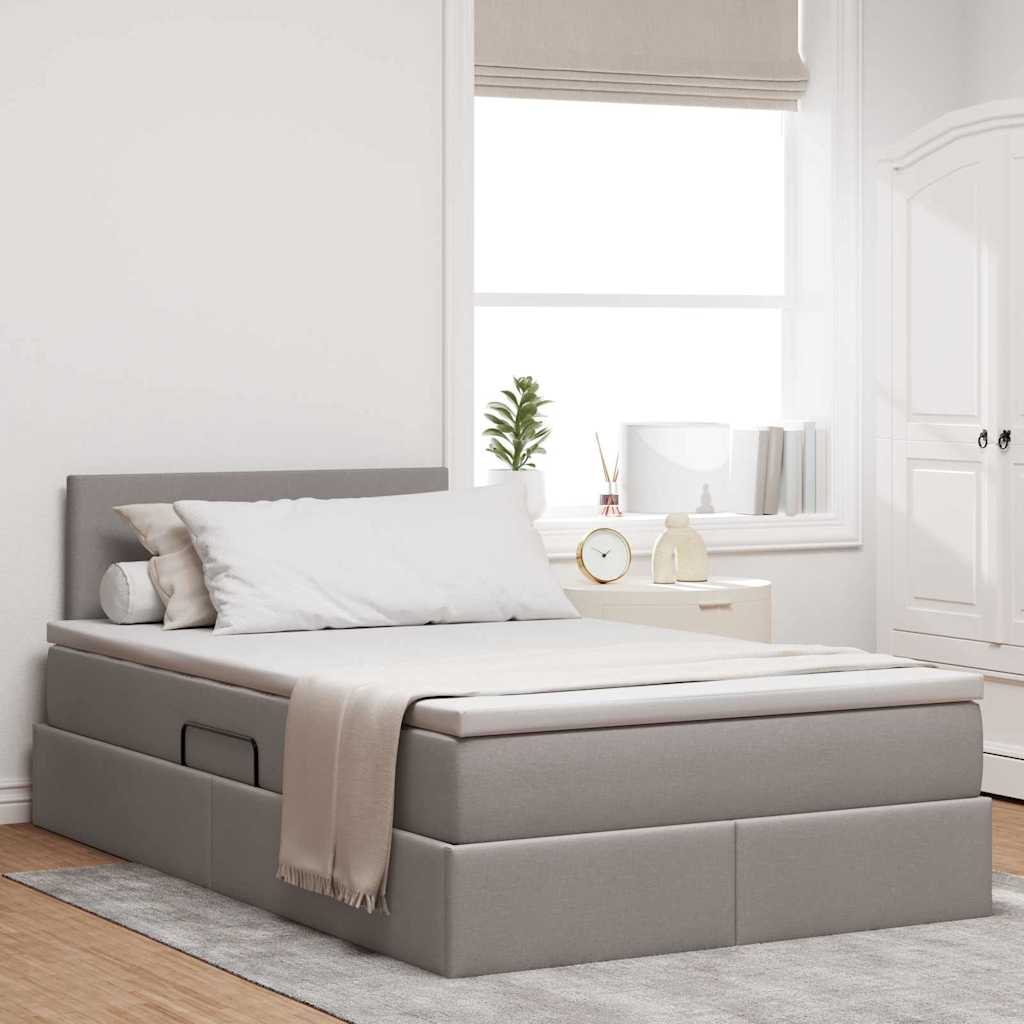 Opbergbed met matras met matras Taupe 120 x 200 cm Bewerkt hout is nu te koop bij PeponiXL, paradijselijk wonen!