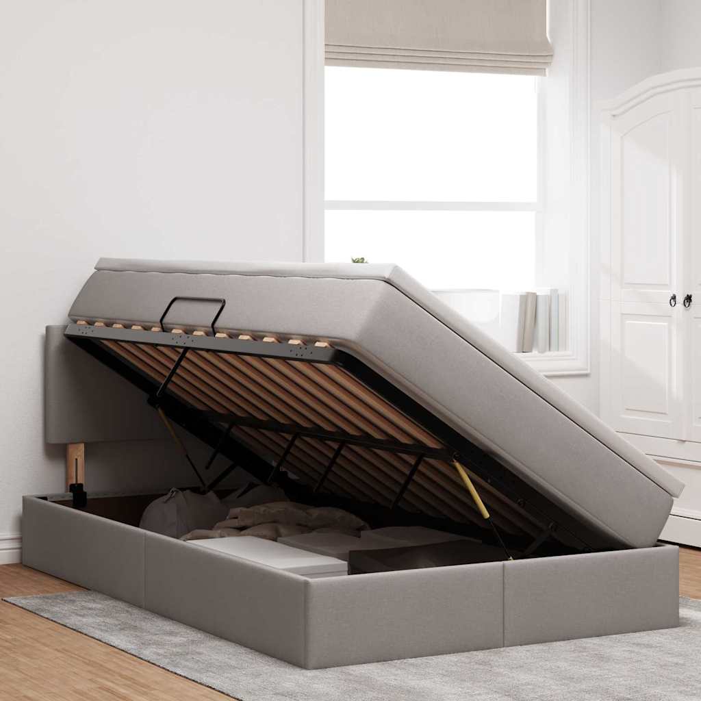 Opbergbed met matras met matras Taupe 120 x 200 cm Bewerkt hout is nu te koop bij PeponiXL, paradijselijk wonen!