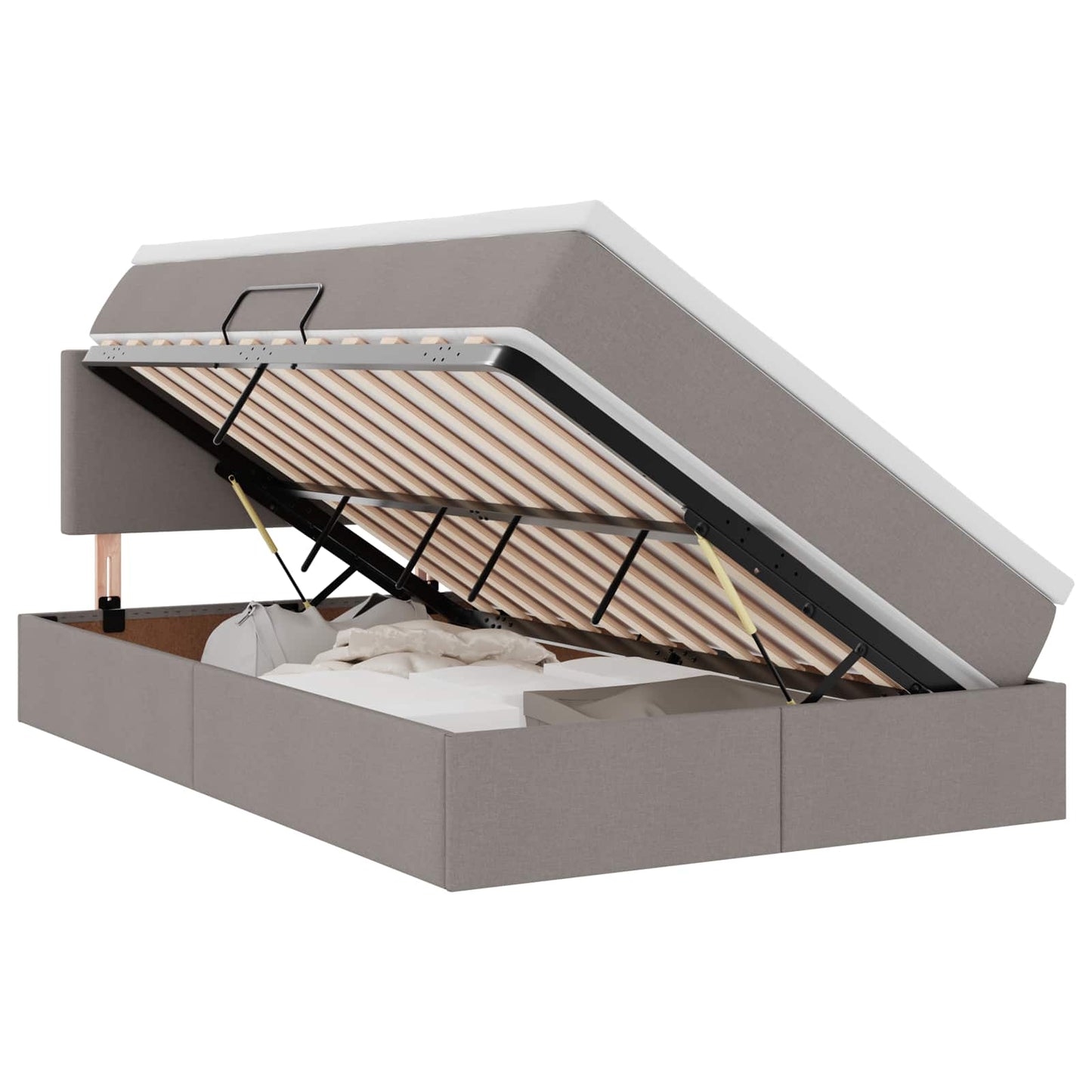 Opbergbed met matras met matras Taupe 120 x 200 cm Bewerkt hout is nu te koop bij PeponiXL, paradijselijk wonen!