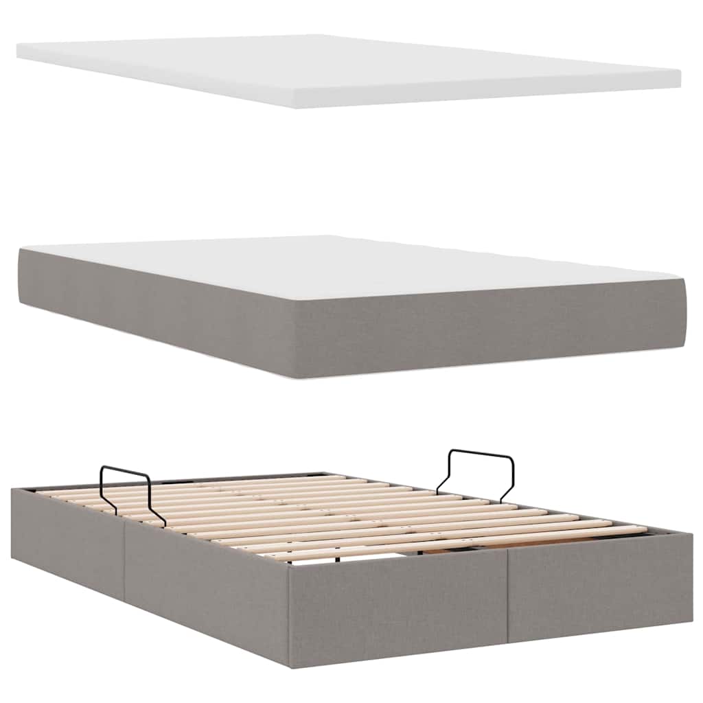 Opbergbed met matras met matras Taupe 120 x 200 cm Bewerkt hout is nu te koop bij PeponiXL, paradijselijk wonen!