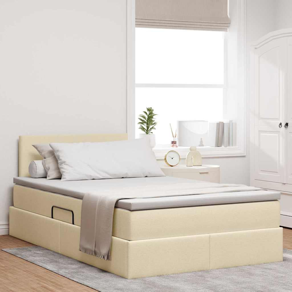 Opbergbed met matras met matras Crème 120 x 200 cm Bewerkt hout is nu te koop bij PeponiXL, paradijselijk wonen!