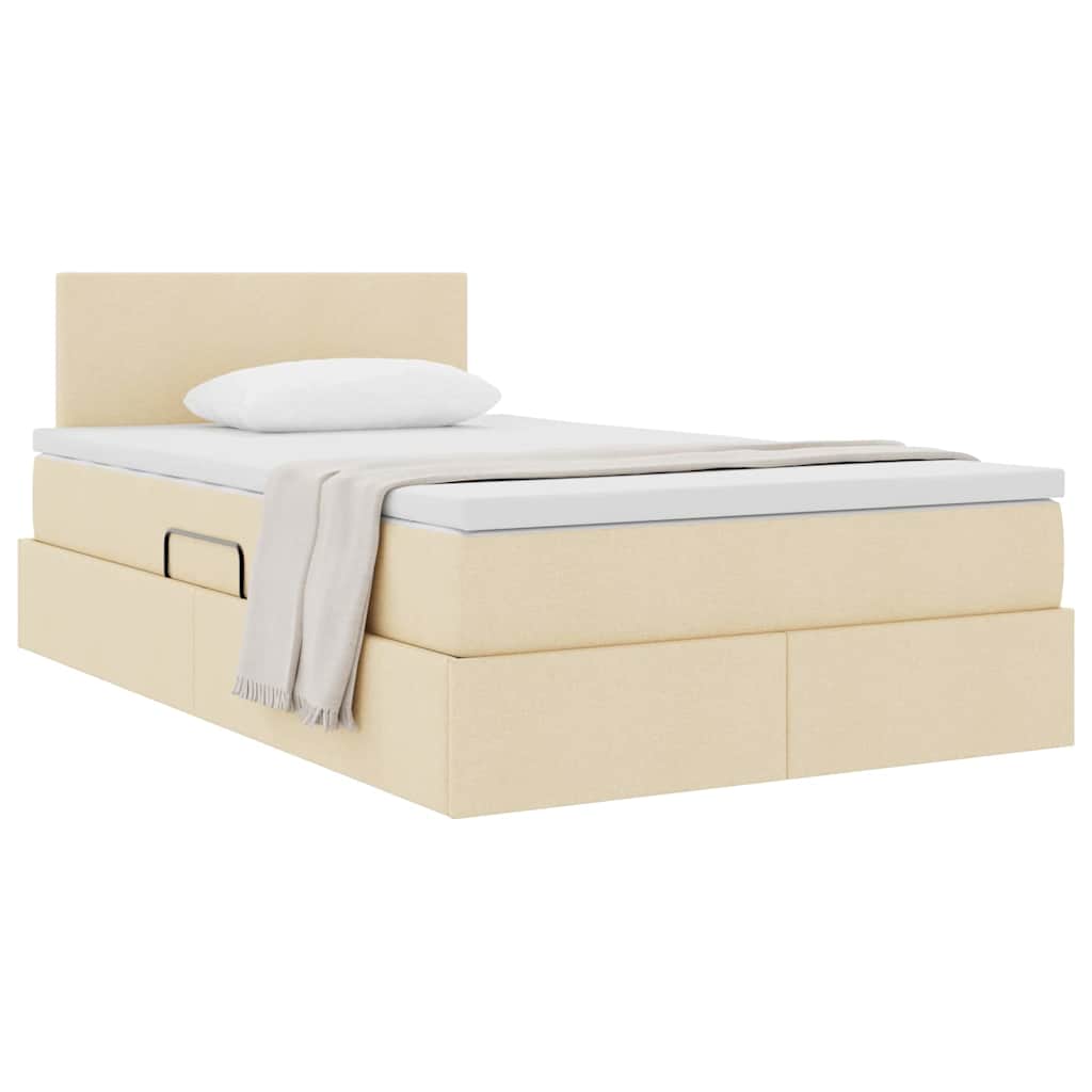 Opbergbed met matras met matras Crème 120 x 200 cm Bewerkt hout is nu te koop bij PeponiXL, paradijselijk wonen!
